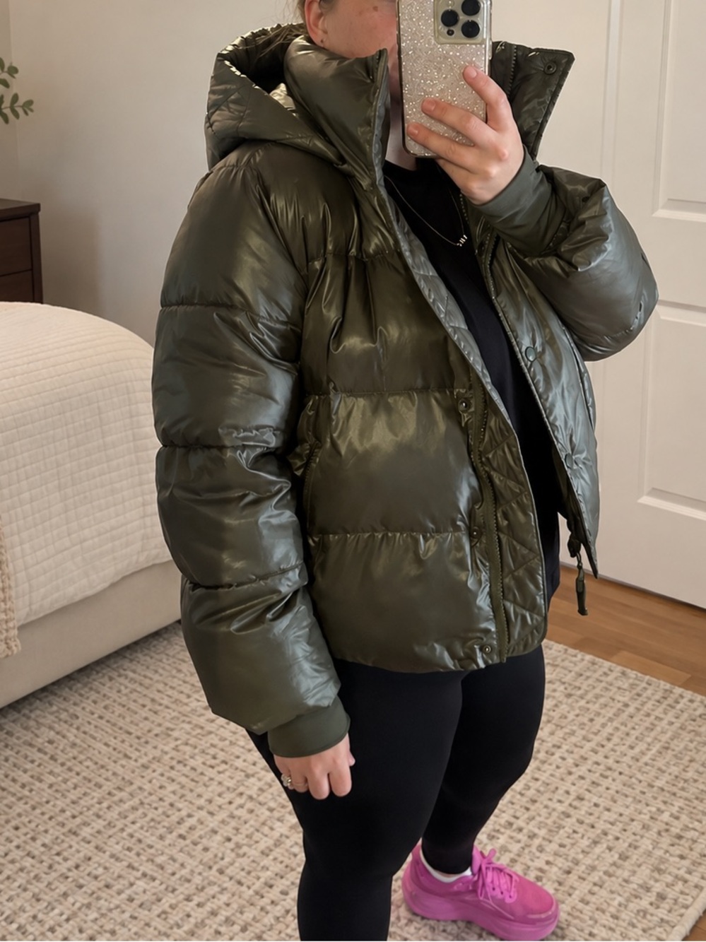 GAP Olive Green Hooded Quilted Puffer Jacket